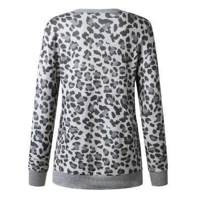 Spring Side Slit Leopard Print Long Shirt