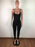 Black Sexy Lace Up Strap Bodycon Jumpsuit