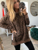 Spring Side Slit Leopard Print Long Shirt