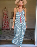 Summer Casual Tie Dye Strap Long Dress