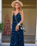 Summer Casual Tie Dye Strap Long Dress