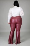 Plus Size High Waist Leather Trousers