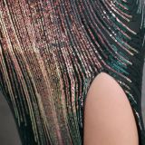 Formal Sequins Slit Sleeveless Mermaid Evening Dress