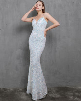 Formal Sequins Strap Mermaid Evening Dress