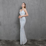 Formal Sequins Strap Mermaid Evening Dress