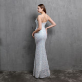 Formal Sequins Strap Mermaid Evening Dress