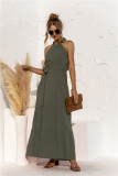 Summer Solid Color Elegant Halter Long Dress