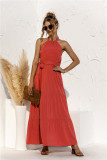 Summer Solid Color Elegant Halter Long Dress