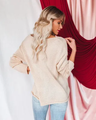 Casual O-Neck Long Sleeve Heart Pullover Sweater