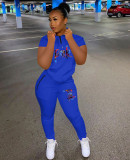 Summer Casual Letter Print Short Sleeve Sweatsuit