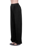 Formal Black Wide Legges High Waist Metallic Trousers