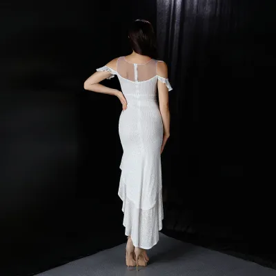 Formal Sequins Irregular Ruffles Party Dress