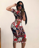 Summer Print Retro Party Sexy Bodycon Midi Dress