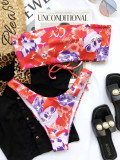 Two Piece Floral Bandeau Swimwear