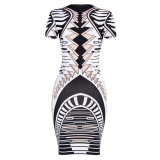 Summer Print Retro Party Sexy Bodycon Midi Dress