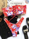 Two Piece Floral Bandeau Swimwear