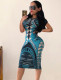 Summer Print Retro Party Sexy Bodycon Midi Dress