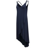 Summer Solid Color High Low Wrapped Strap Long Dress