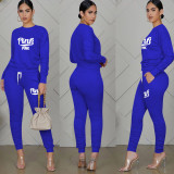 Casual Letter Print Long Sleeve O-Neck Sweatsuit