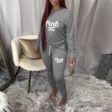 Casual Letter Print Long Sleeve O-Neck Sweatsuit