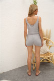 Summer Casual Knitting Crop Vest and Shorts Matching Lounge Set