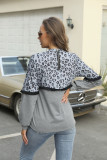 Leopard Print Tassels O-Neck Shirt with Long Sleeves