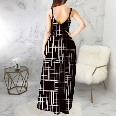 Summer Print Strap Long Maxi Dress