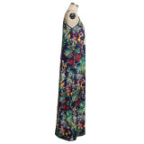 Summer Print Strap Long Maxi Dress