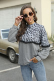 Leopard Print Tassels O-Neck Shirt with Long Sleeves