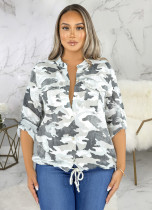Spring Long Sleeve Camou Blouse