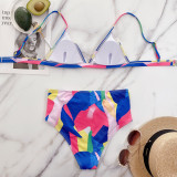Two-Piece Colorful High Waist Swimwear