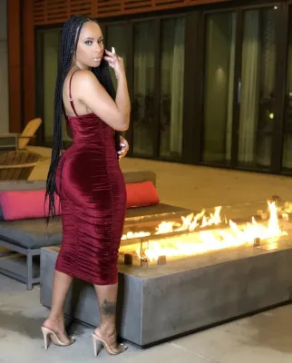 Summer Ruched Velvet Strap Midi Dress