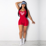 Summer Sports Letter Print Sleeveless Fit Rompers