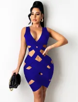 Summer Hollow Out Party Sexy Sleeveless Bodycon Dress
