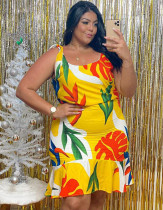 Plus Size Summer Floral Strap Mermaid Dress