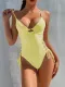 Solid Color One-Piece Lace-Up Strap Swimwear
