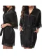 Sexy Lace Patch Satin Pajama Robe with Panty Set