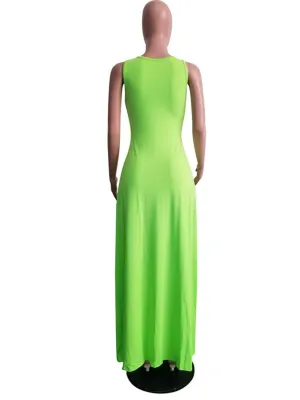 Summer Sleeveless Side Slit Long Cover-Up Dress