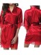 Sexy Lace Patch Satin Pajama Robe with Panty Set