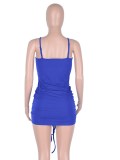 Solid Color Sexy Ruched Halter Bodycon Dress
