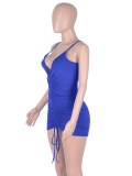 Solid Color Sexy Ruched Halter Bodycon Dress