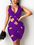 Summer Hollow Out Party Sexy Sleeveless Bodycon Dress