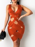 Summer Hollow Out Party Sexy Sleeveless Bodycon Dress