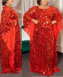 Plus Size Sequins Abaya Muslim Kaftan Maxi Dress
