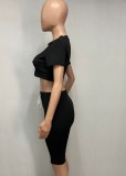 Summer Sexy Solid Crop Top and Shorts 2pc Matching Set