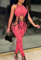 Sexy Sleeveless Print Bodycon Jumpsuit