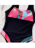 High Cut One-Piece Colorful Strap Swimwear