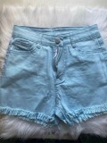 Summer Blue Denim High Cut Tassels Sexy Shorts