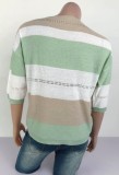 Spring Contrast Color V-Neck Loose Sweater