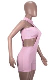 Summer Party Pink Irregular Sexy Bodycon Rompers